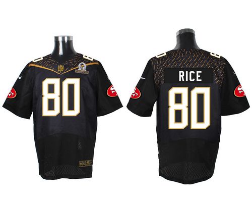 Nike 49ers #80 Jerry Rice Black 2016 Pro Bowl Men's Stitched NFL Elite Jersey - Click Image to Close